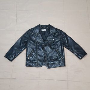 H&M Boy's Faux Leather Biker Jacket Size: 3-4 Y